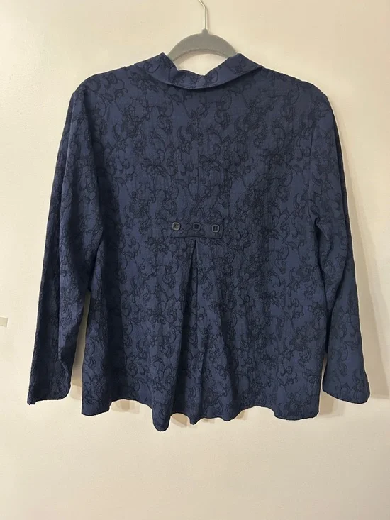 Habitat Shirt Women’s L Navy Floral Boho Lagenlook - Picture 7 of 16